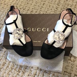 Gucci Nero Sandals black with crystals size 8.5